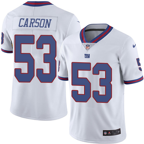 Men's Elite Harry Carson Nike Jersey White - #53 Rush NFL New York Giants